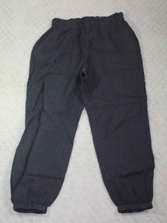 Joie Pants - Joie Size S 100% Linen Black Elastic Waist Elastic Ankle Pants